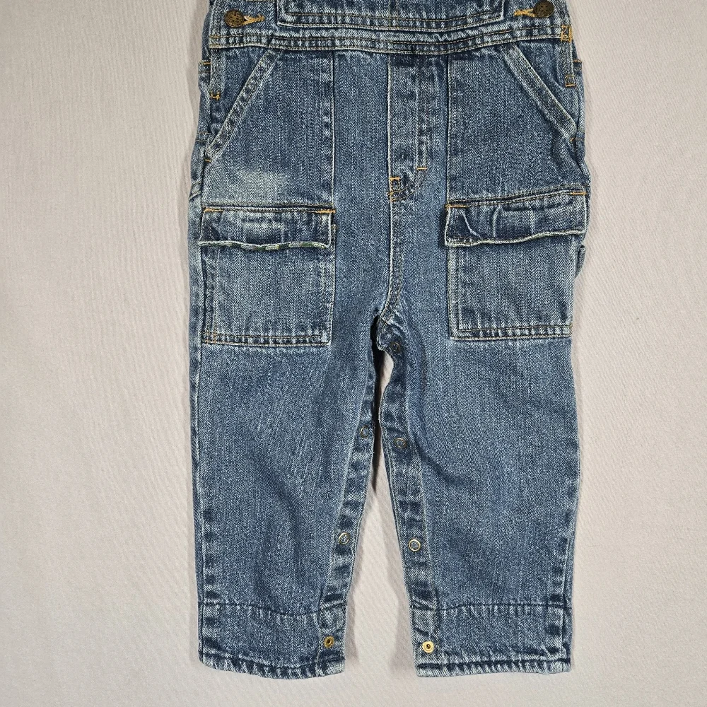 Vintage Oshkosh Denim Overalls Size 24 Months Jeans Cargo Pockets Plaid